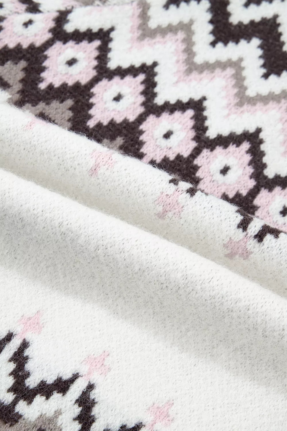 Geometric Pattern Brushed Knit Button Cardigan