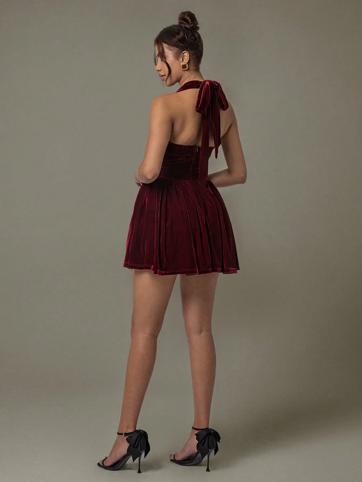 Kay's Velvet Halter Skater Dress