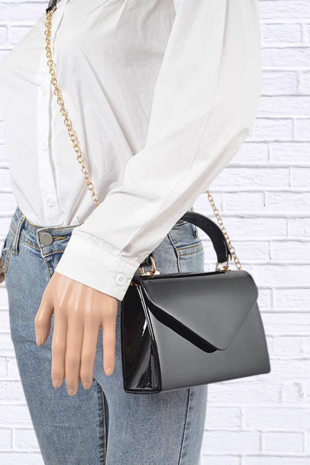 Patent Leather Top Handle Swing Bag