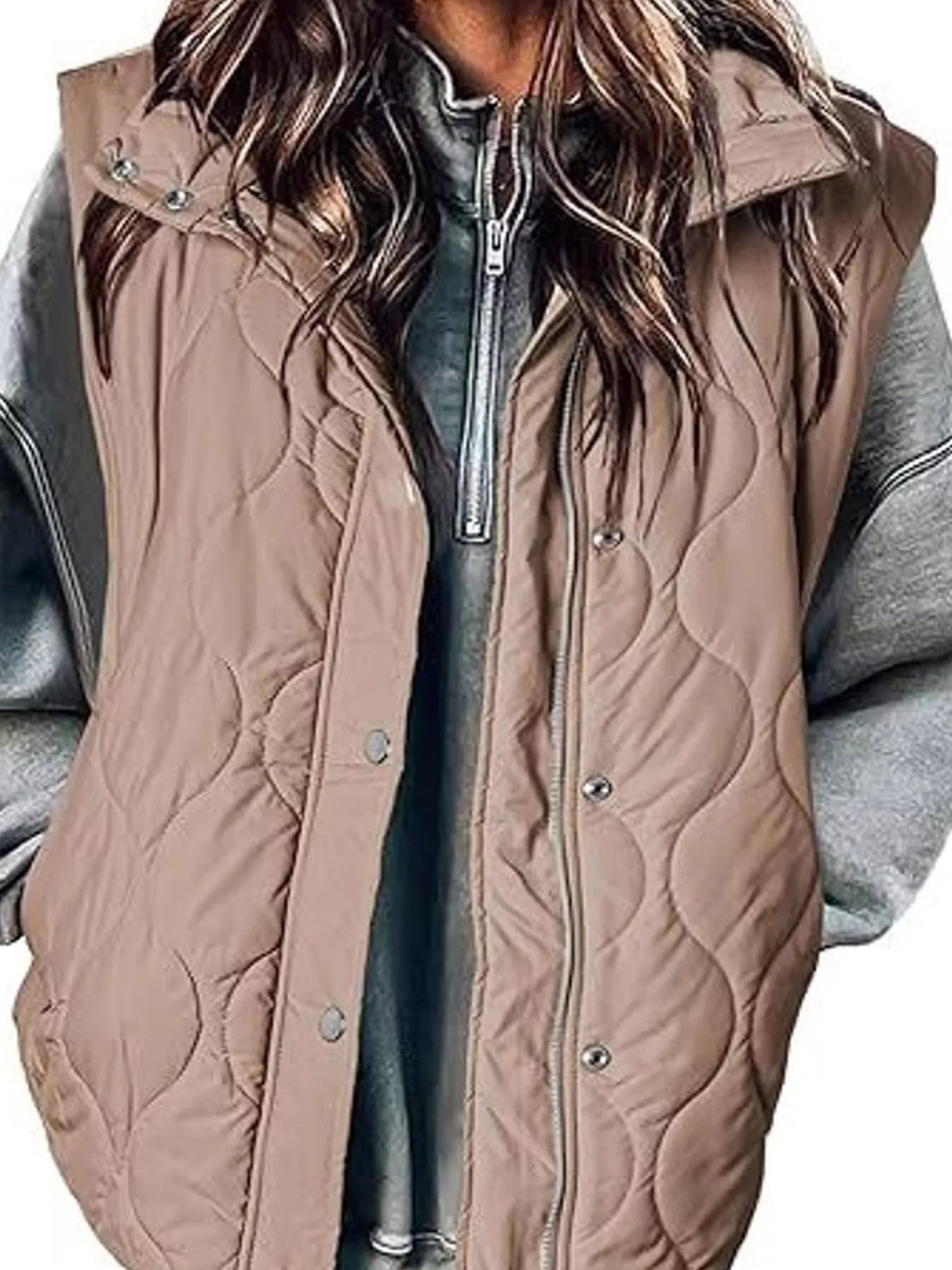 Quilted Snap Button Vest Coat