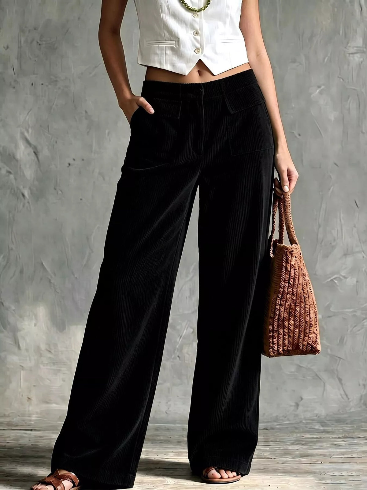 Plus Size Wide-Leg Corduroy Pants