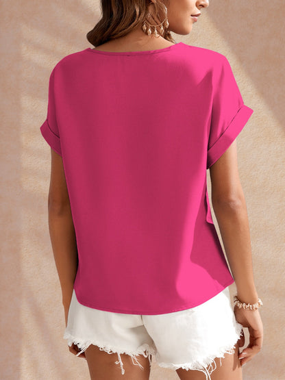 Fam-Fam Round Neck Short Sleeve Blouse