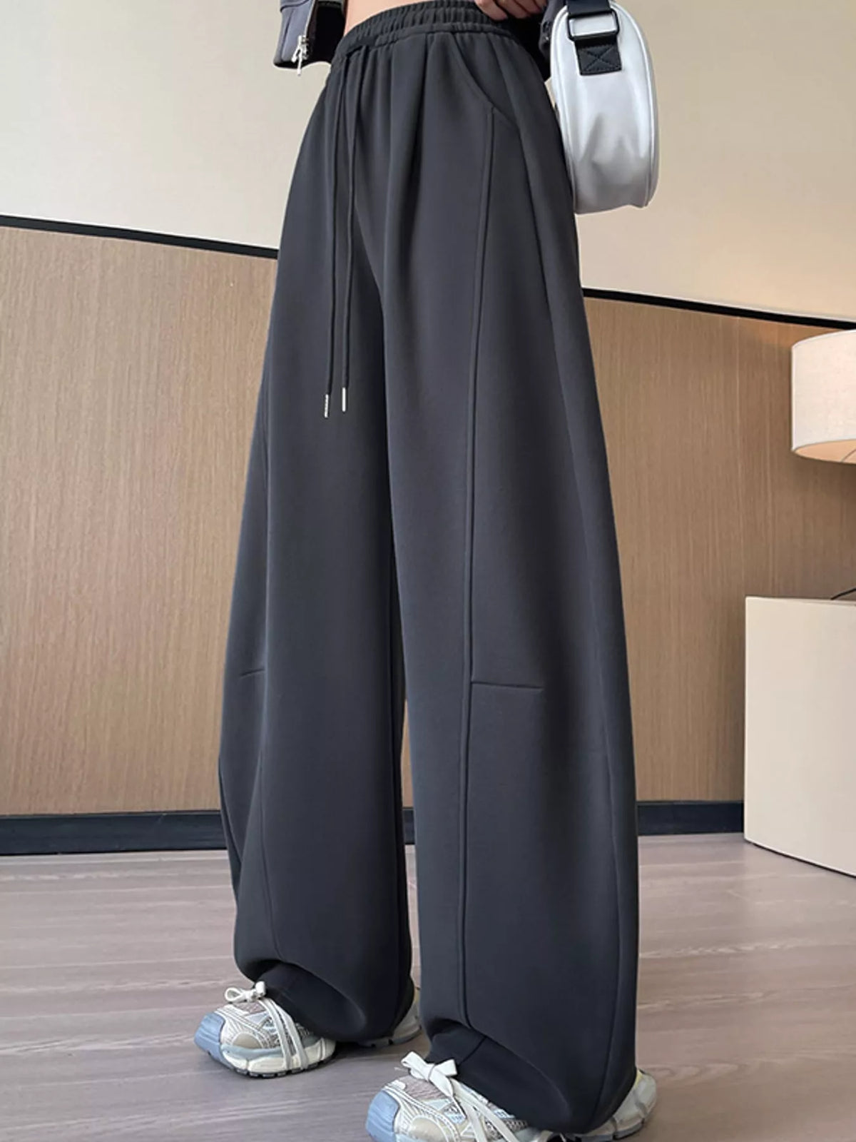Full Size Drawstring Loose Fit Wide-Leg Sweatpants Plus Size