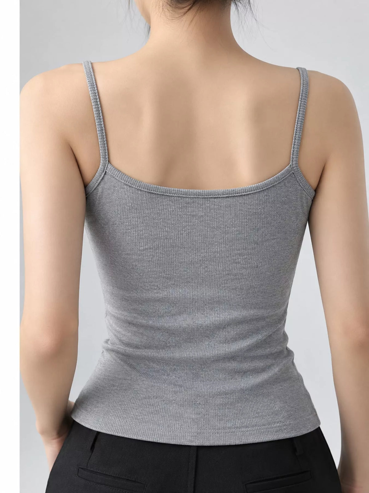 Slim-Fit Ribbed Square Neck Cami Top