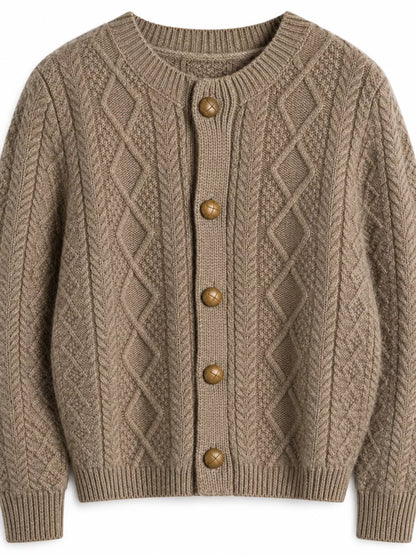 Cable-Knit Button-Down Cardigan