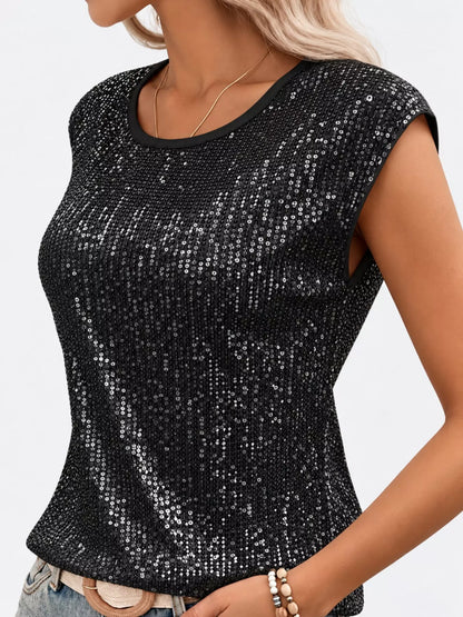 Sequin Round Neck Tank