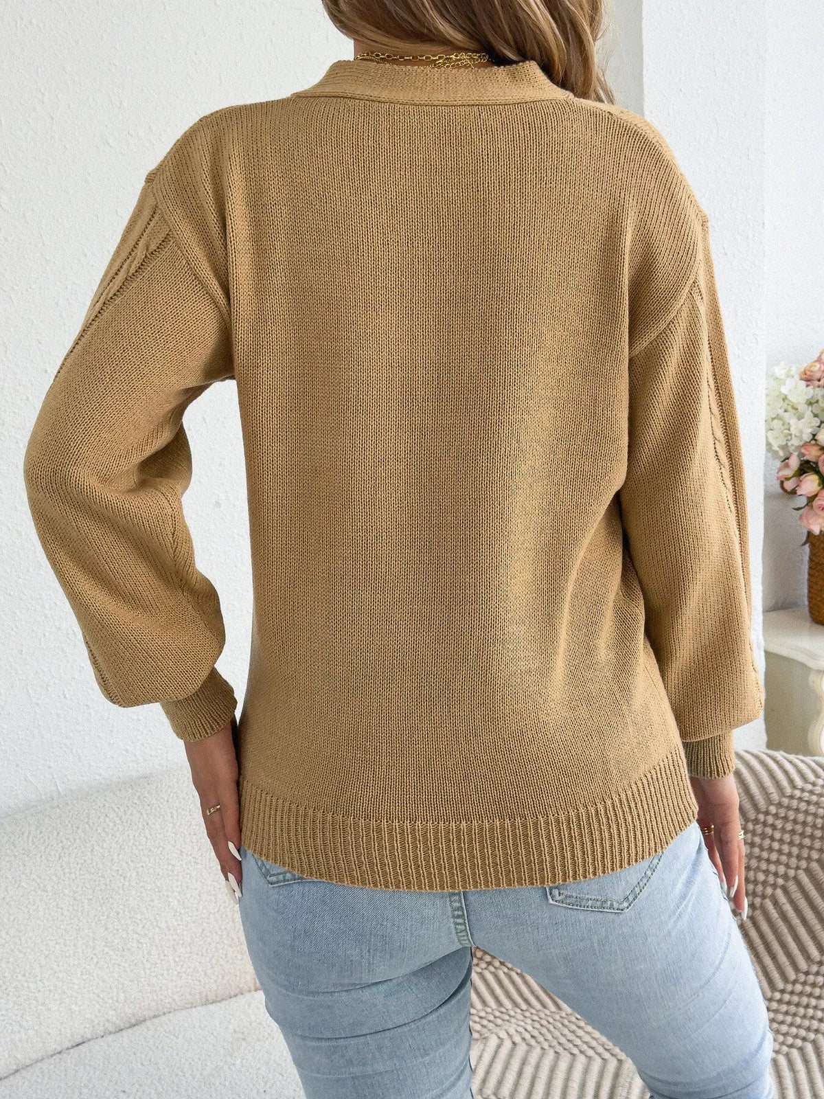 Cut-Out Cable Knit Sweater