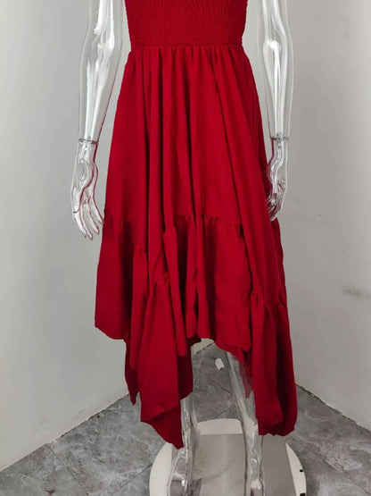 Full Size Smocked Sleeveless Ruffle Hem Maxi Dress Plus Size