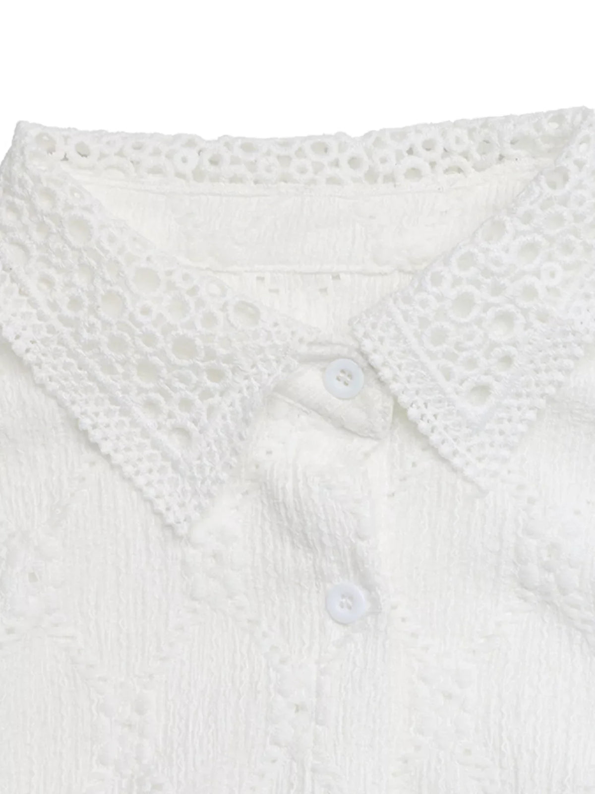 Lace Detail Ruffle Sleeve Button Up Shirt