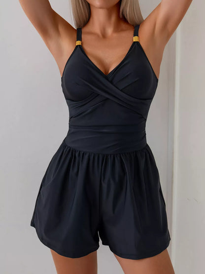 V-Neck Spaghetti Strap One-Piece Swimsuit