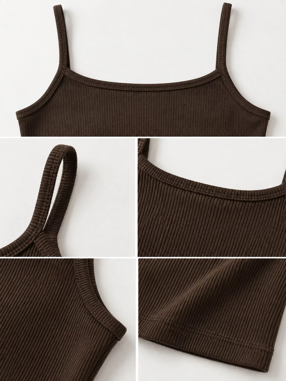 Slim-Fit Ribbed Square Neck Cami Top