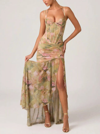 Sweetheart Neck Slit Maxi Dress