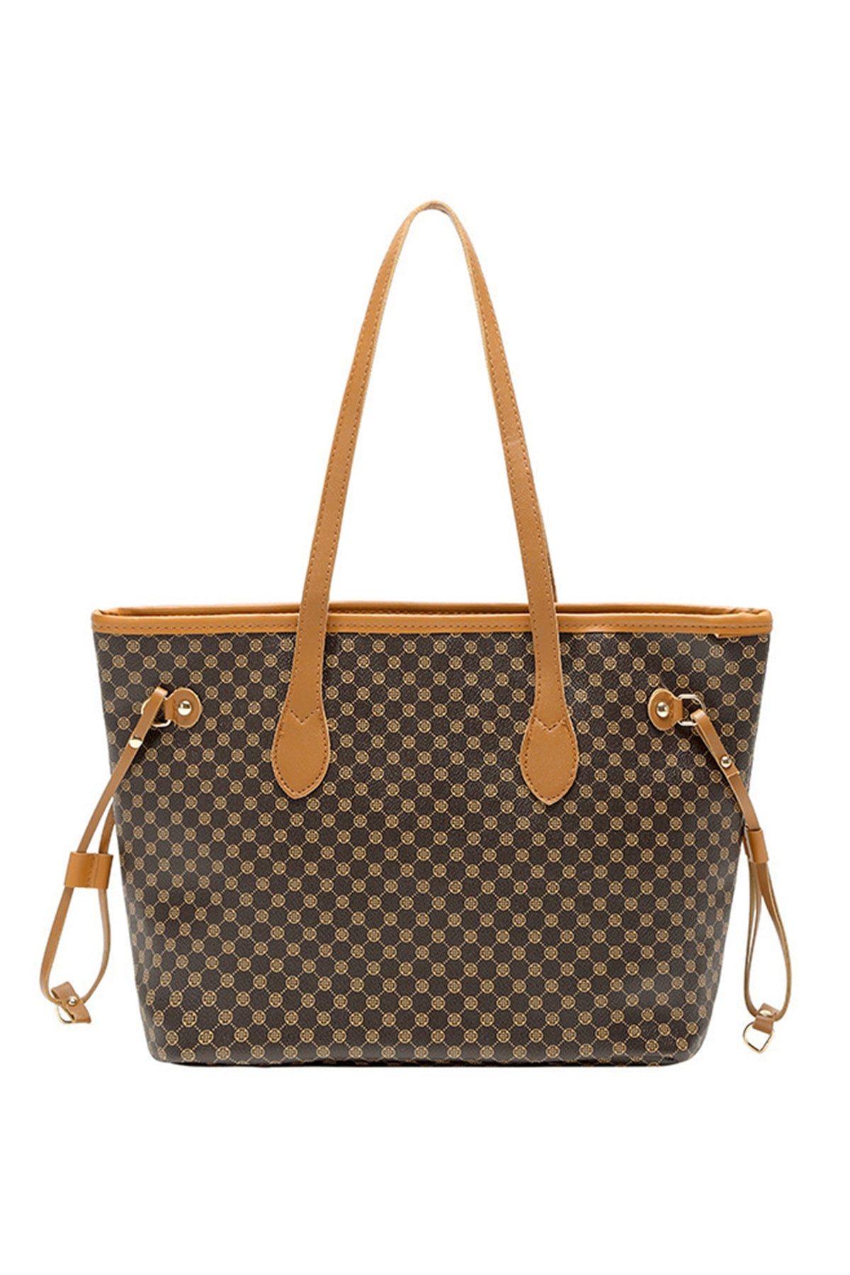 Coffee Luxury Fashion Print PU Leather Versatile One Shoulder Tote Bag