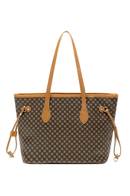 Coffee Luxury Fashion Print PU Leather Versatile One Shoulder Tote Bag