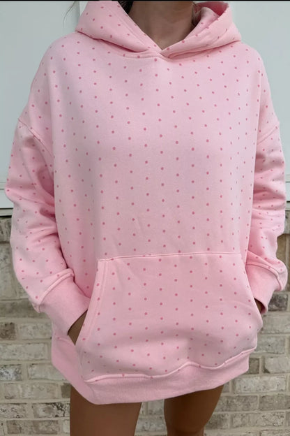 Polka Dot Printed Oversized Hoodie Casual Shorts 2pcs Set