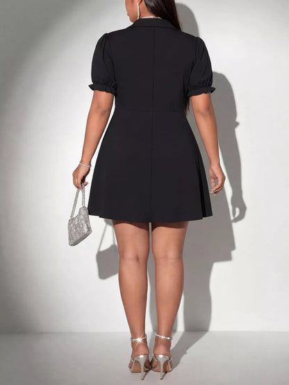 Plus Size Surplice Short Sleeve Mini Dress