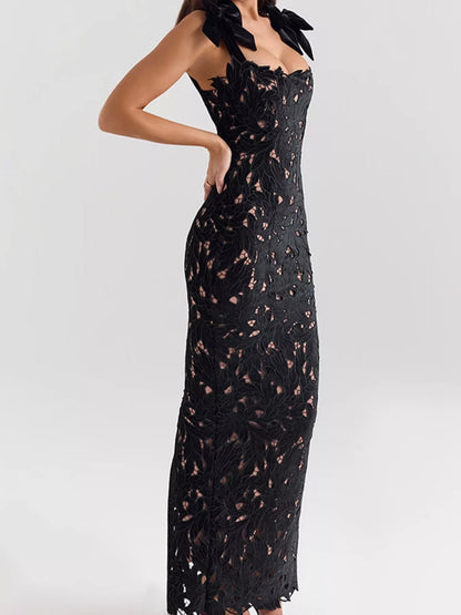 Aira's Slit Tie Shoulder Maxi Dress
