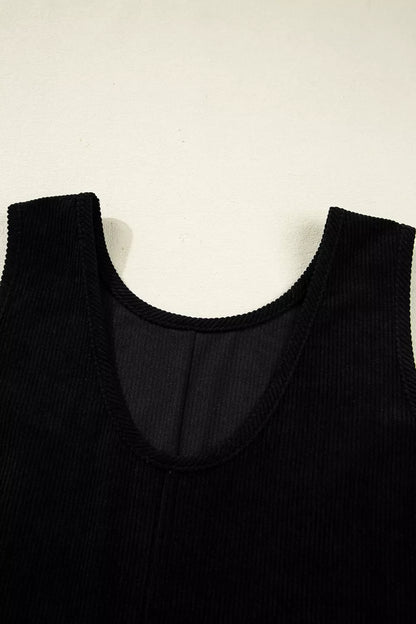 Corduroy Patch Pocket Sleeveless Mini Dress