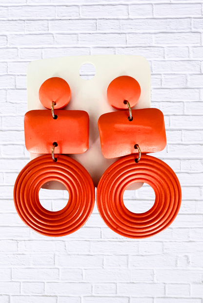 Geometric Dangle Earrings Orange