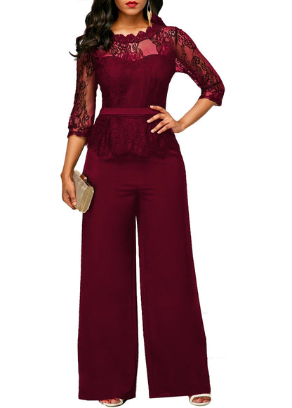 Formal Sexy Lace Jumpsuit Red