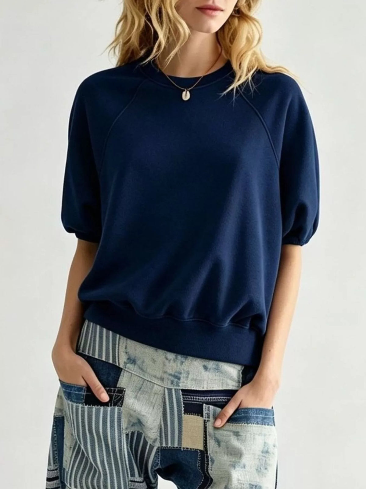 Full Size Raglan Short-Sleeve Sweatshirt Plus Size