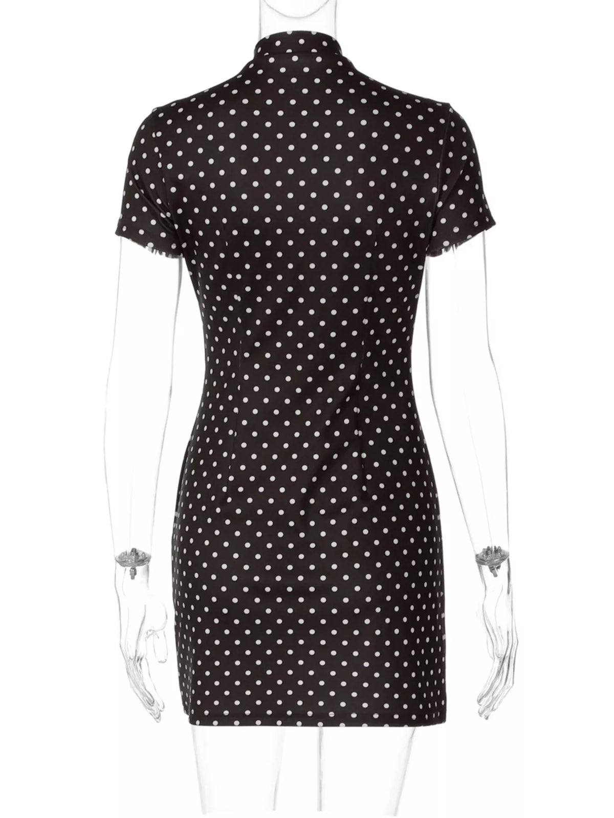 Polka Dot Cut-Out Front Mini Dress