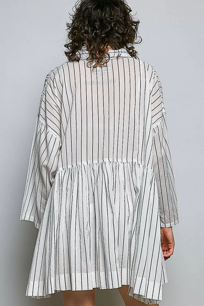 POL Striped Relaxed Fit Shirt Dress