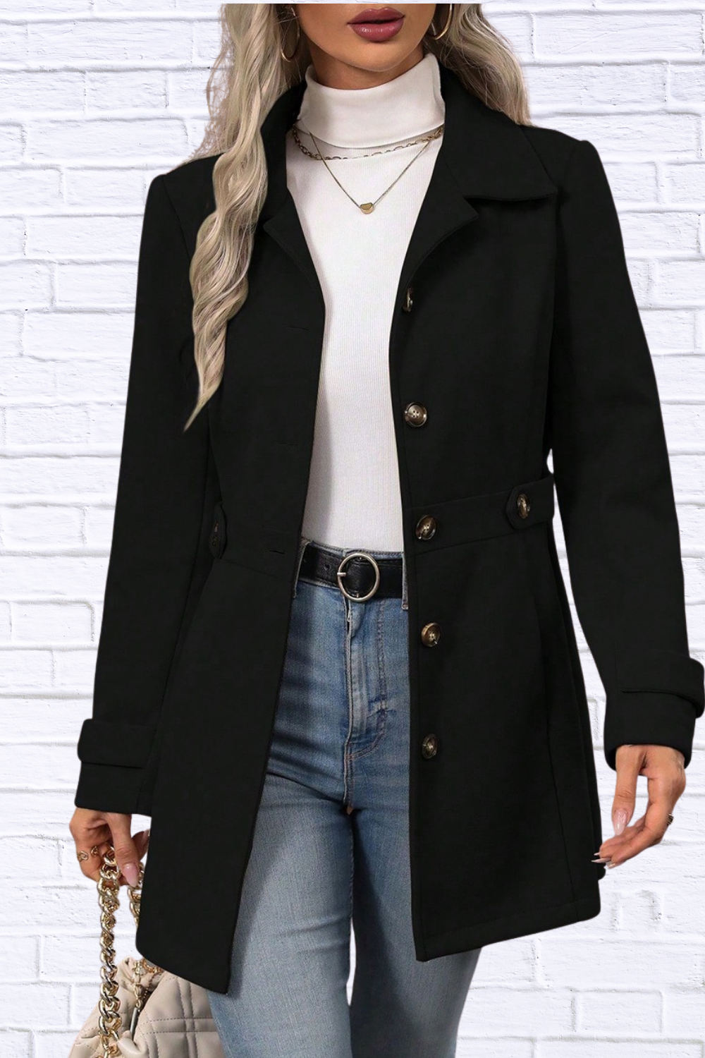 Collared Neck Button Up Coat