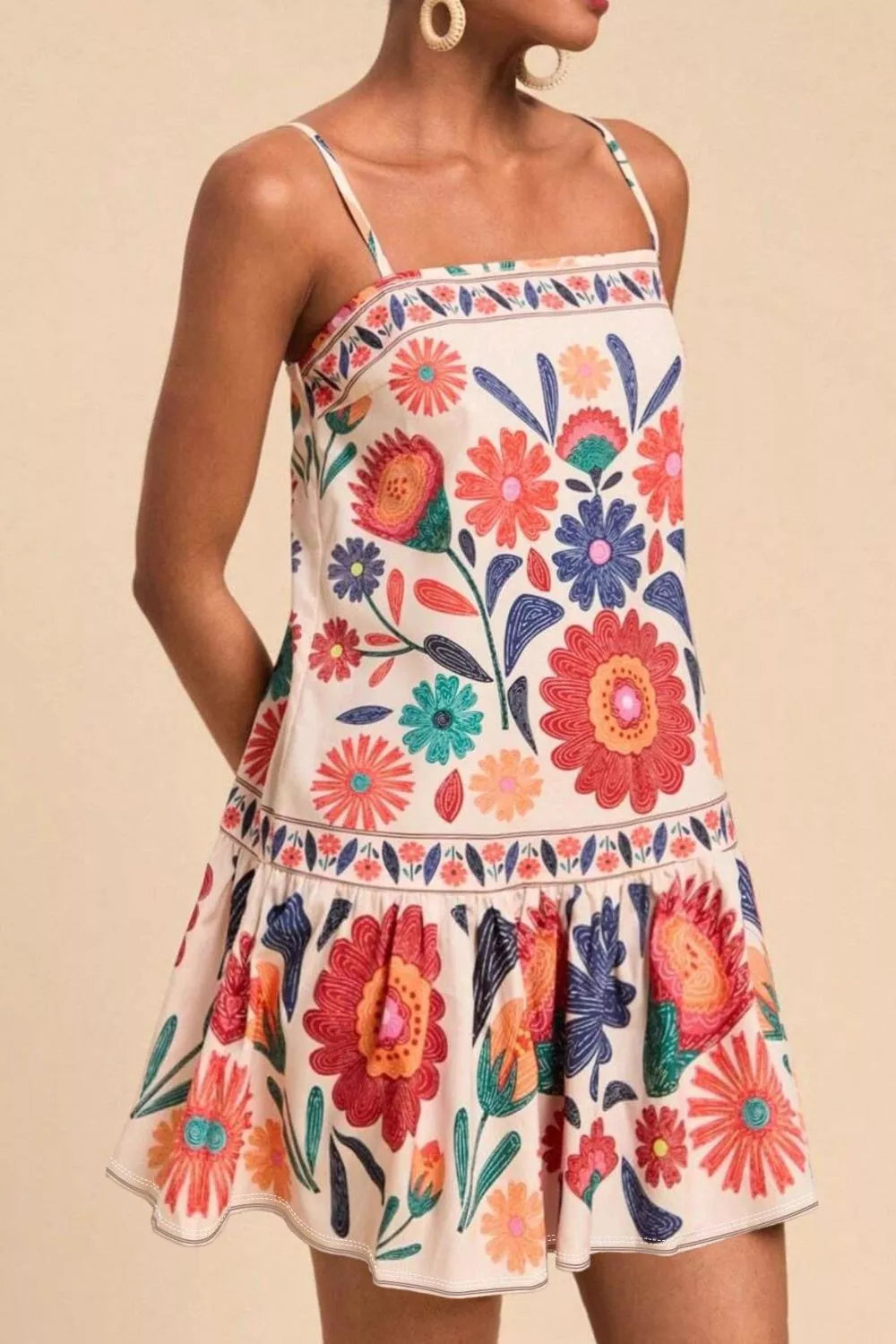 Kay's Plus Size Floral Print Sleeveless Mini Dress