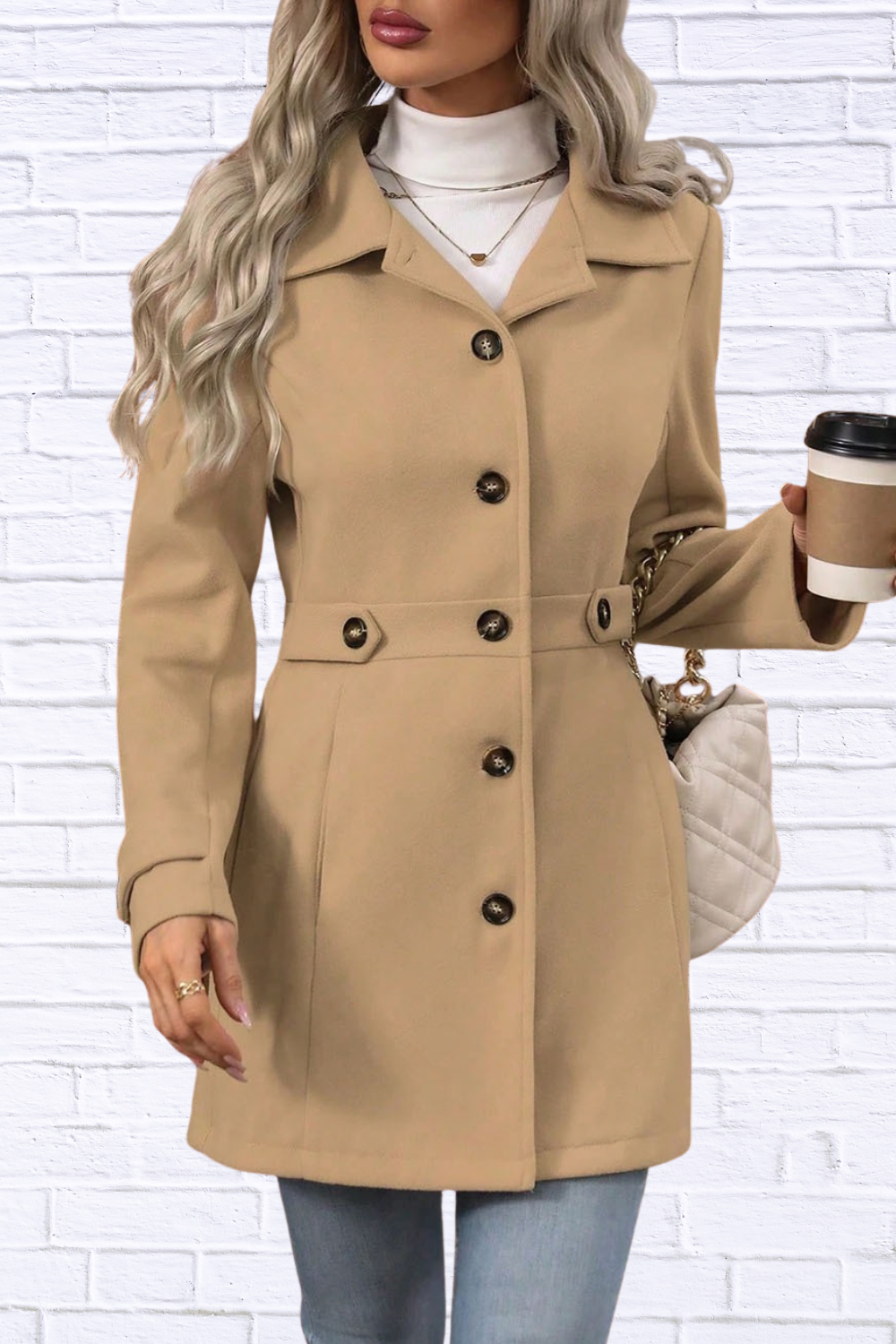 Collared Neck Button Up Coat