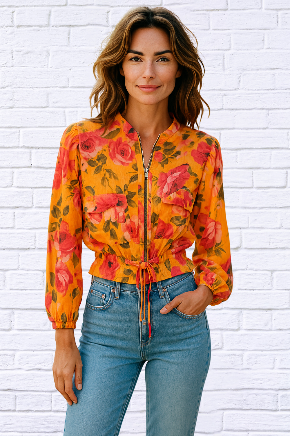Demi Lola Jacket i Tangerine / Turquoise / Animal and Floral Tangerine Print