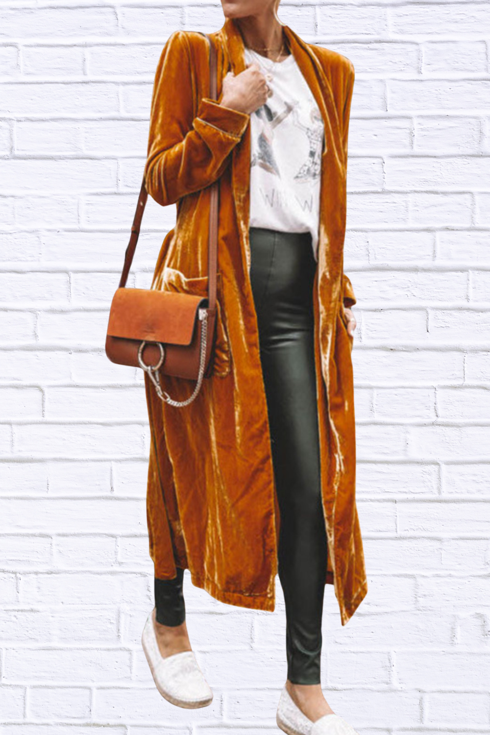 Open Front Long Sleeve Longline Cardigan Light Brown