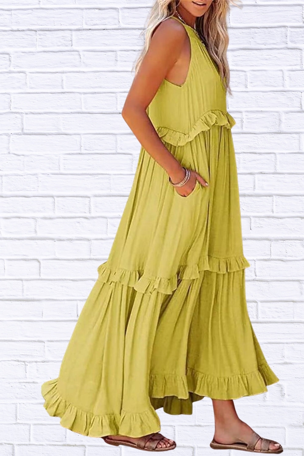Ruffled Sleeveless Maxi Dress | Flowy & Feminine