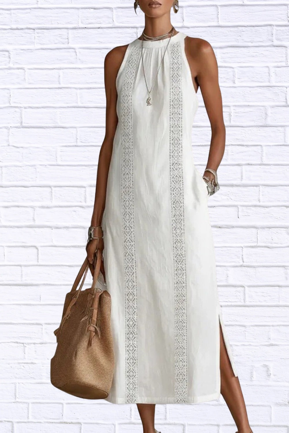 Sleeveless Side Slit Midi Dress | Elegant Women’s Style