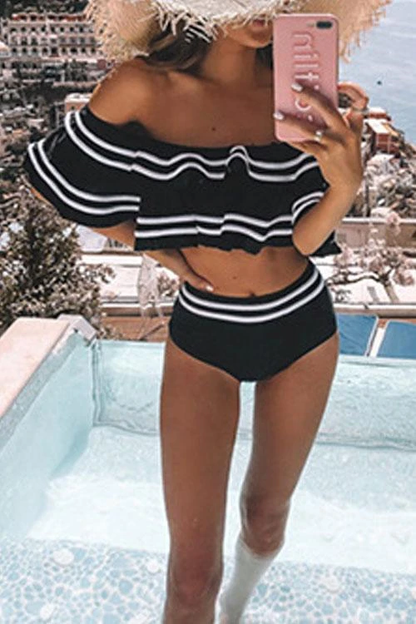 Clidress Ruffled Layered Bikini Swimsuit