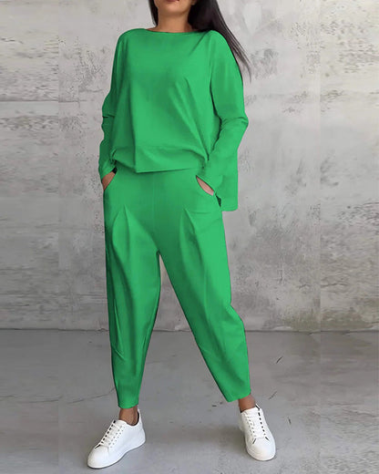 Clidress Suit Stlye T-shirt & Pencil Pant 2 Piece Set