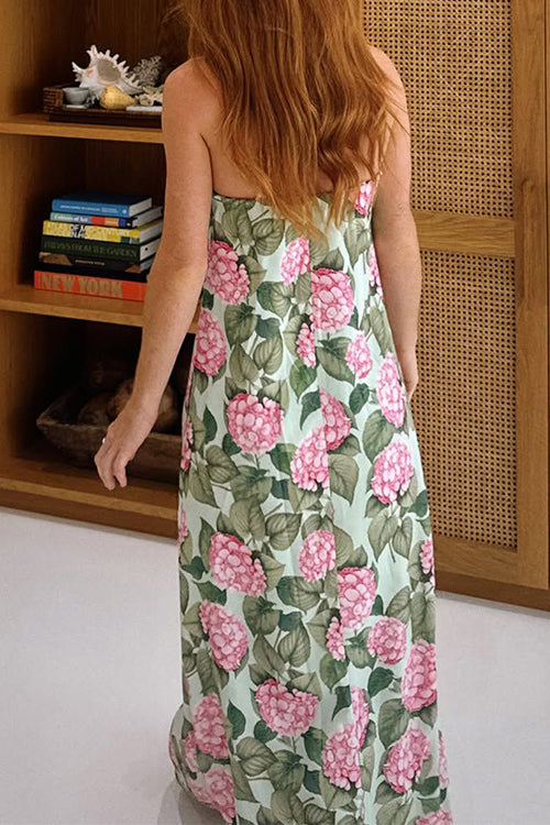 Strapless Tube Jardin Print Maxi Dress