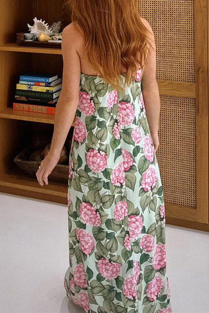 Strapless Tube Jardin Print Maxi Dress
