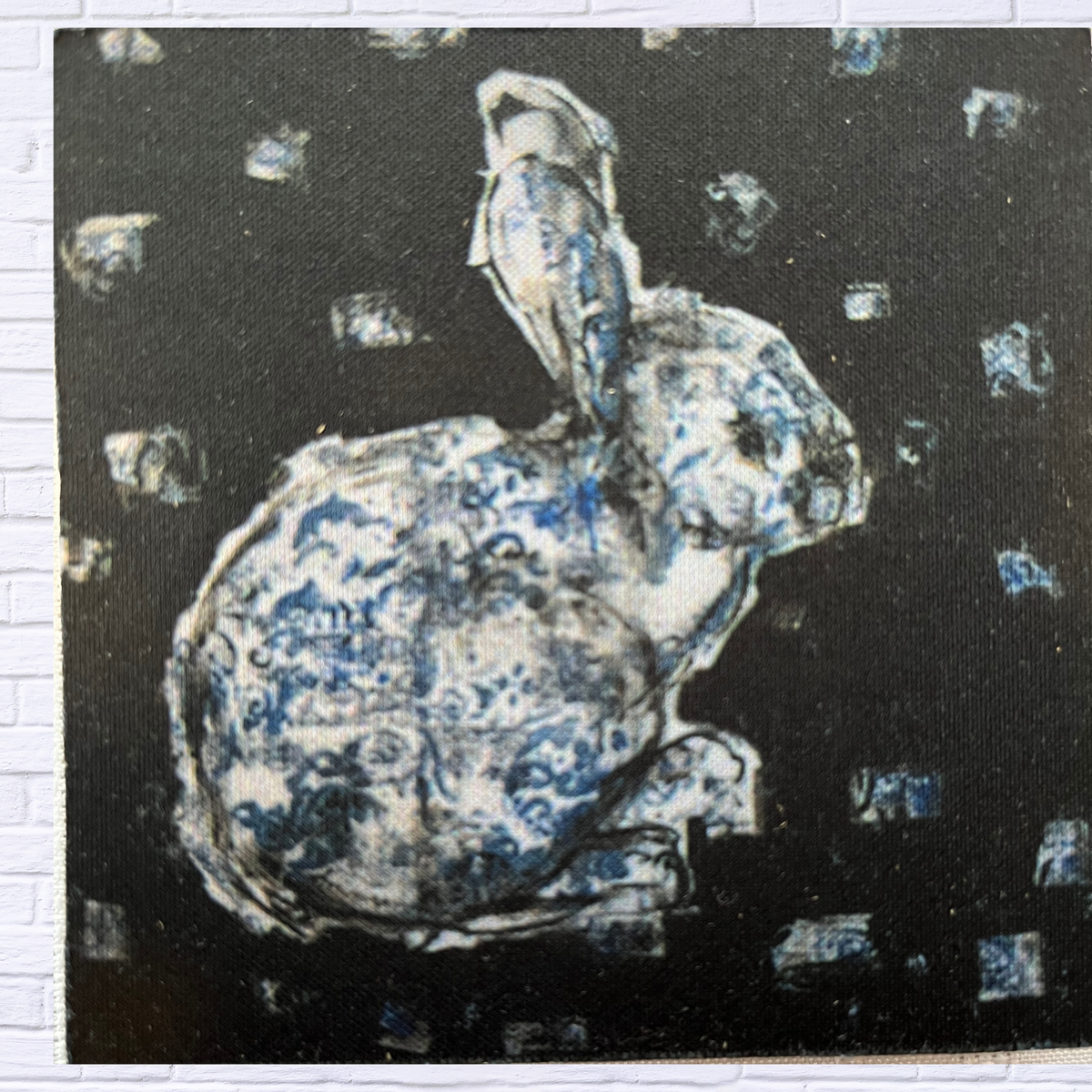 Set Of 6 Rubber Coasters Blue Rabbit to the right