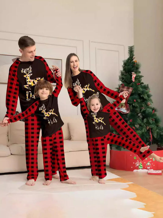 Full Size Family Matching Christmas Pajamas Set with Reindeer Graphic Plus Size