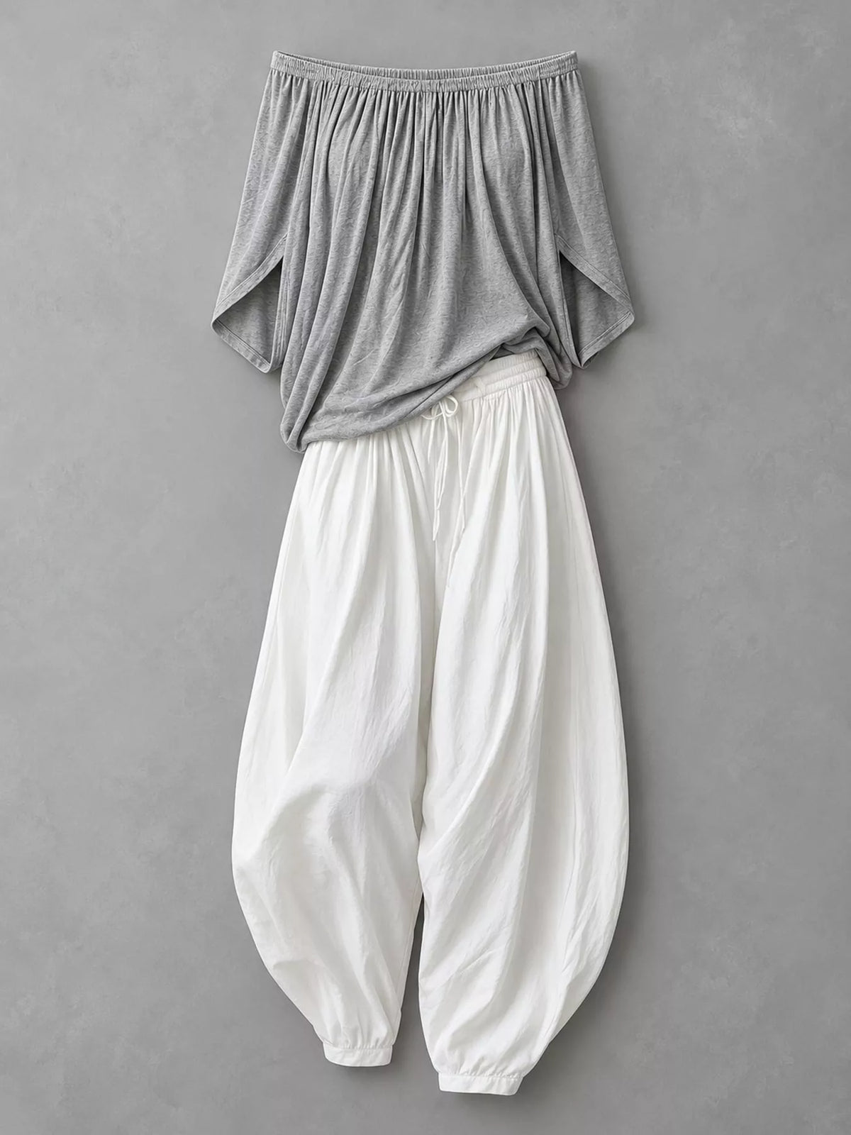 Full Size Off-Shoulder Top and Wide-Leg Harem Pants Set Plus Size