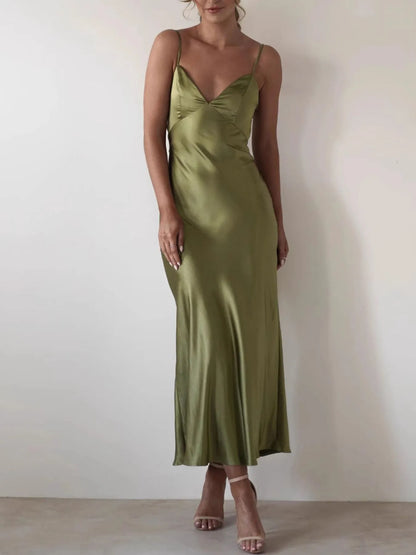 Satin Backless Cami Dress
