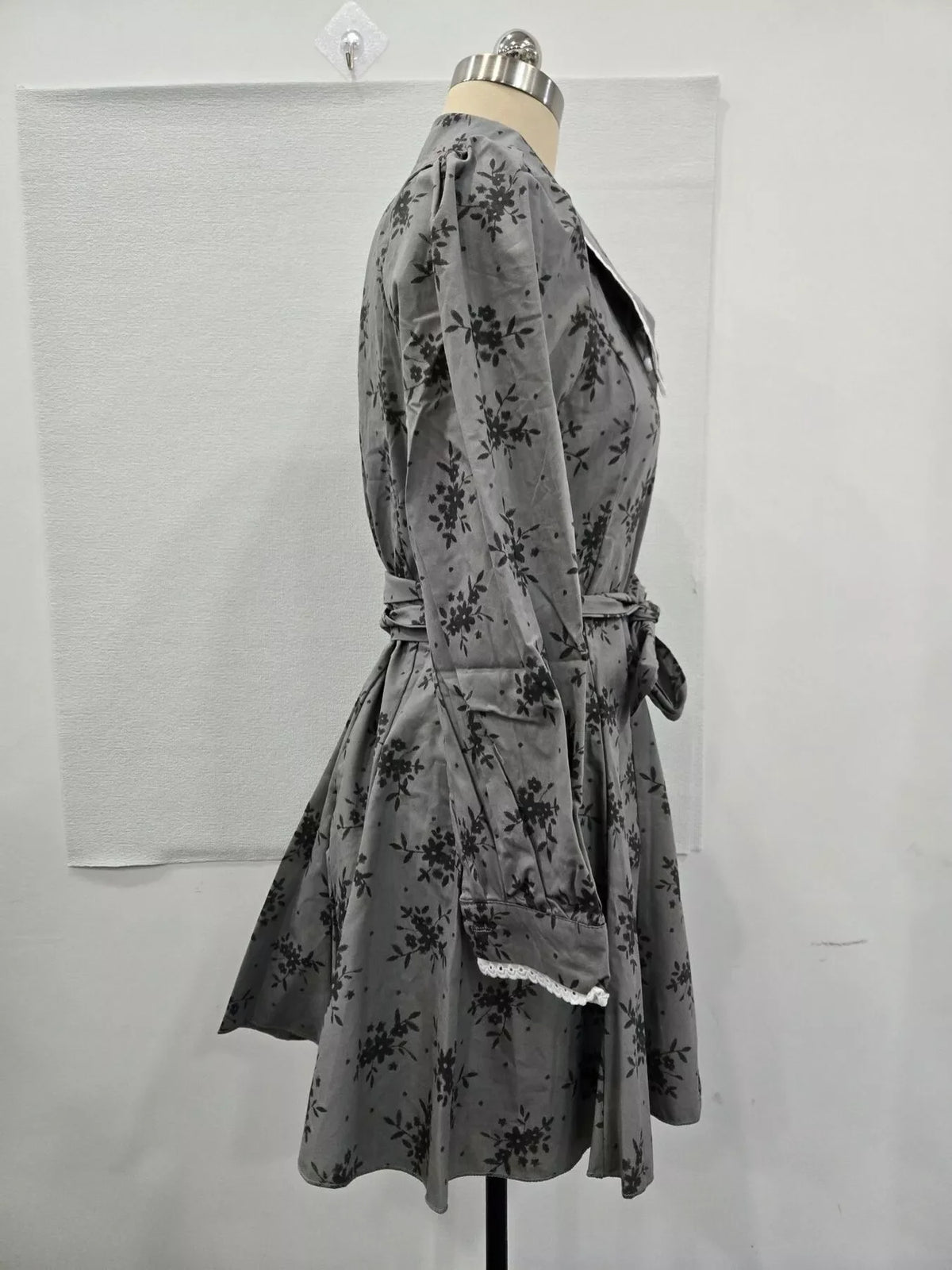 Floral Print Puff Sleeve Button-Down Mini Dress