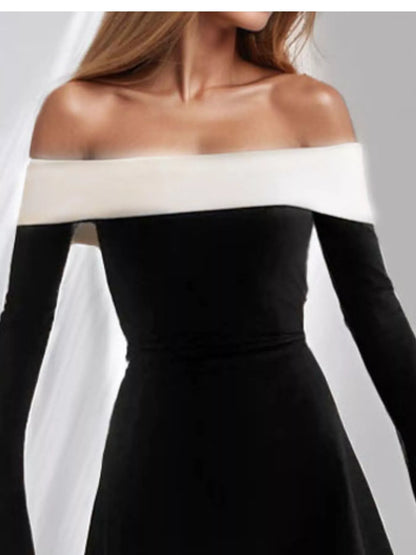 Off-Shoulder Flare Sleeve Mini Dress