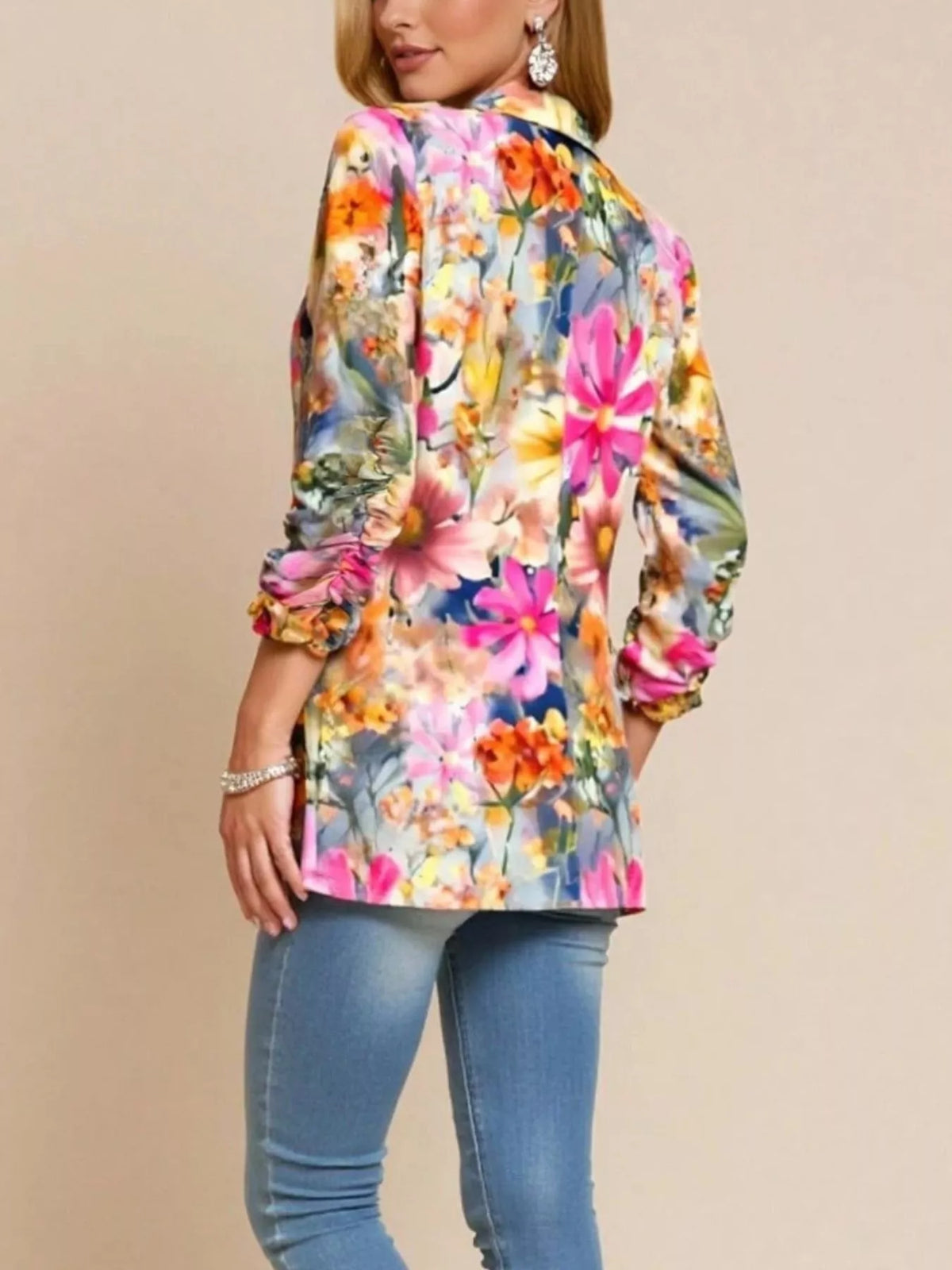 Floral Print Blazer for Women | Colorful Button-Up Jacket