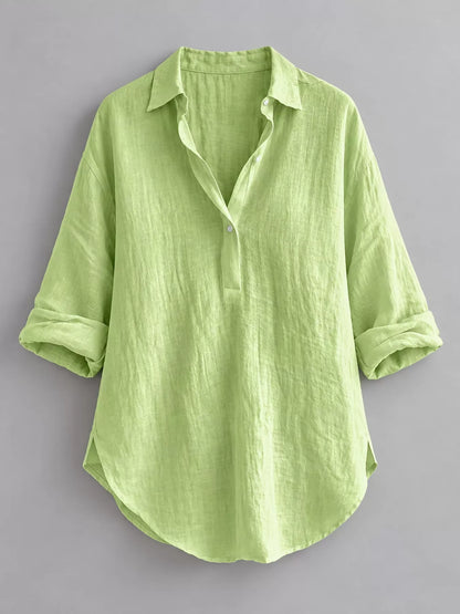 Collared Neck Long Sleeve Blouse