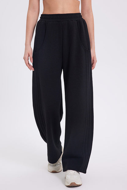 Basic Bae Elastic Waist Straight Leg Pants With Pockets