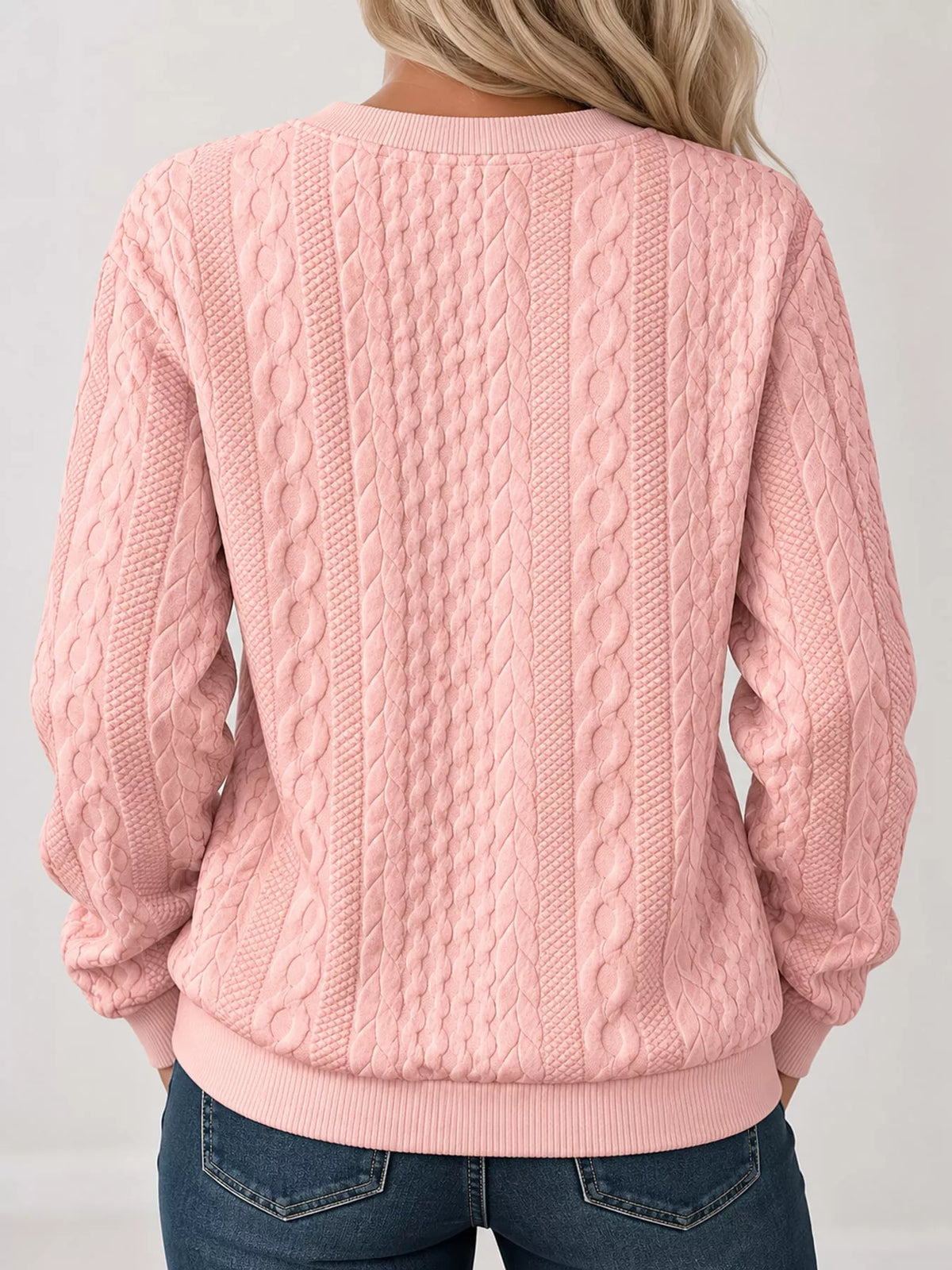 Full Size Quarter-Zip Cable Knit Sweatshirt Plus Size