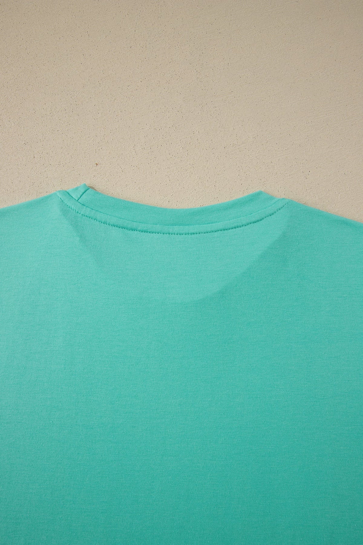 Mint Green Casual Plain Crew Neck Tee