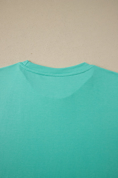 Mint Green Casual Plain Crew Neck Tee